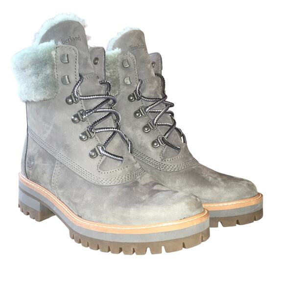 Timberland Womens 7 Courmayeur Valley Boot Waterproof 6" w/ Shearling Gray - Picture 1 of 12